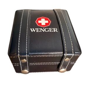 WENGER Black Leather Watch Case Box Snap Closure Swiss *CASE ONLY*